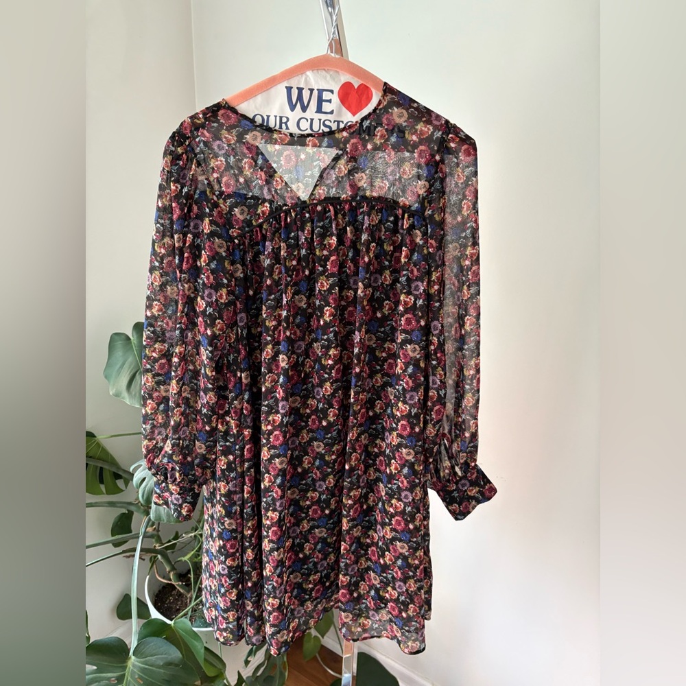 Floral Sheer Long Sleeve Dress